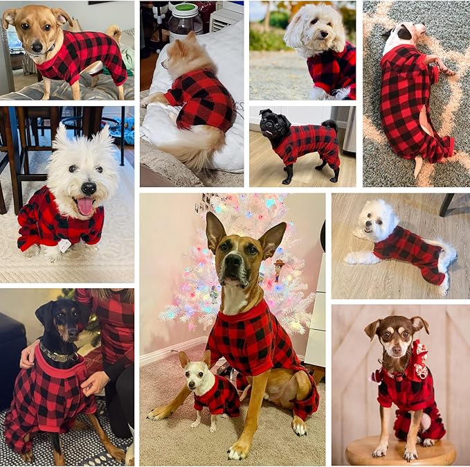 SCENEREAL Dog Pajamas for Small Medium Large Dogs Soft Pet Sweater Clothes Warm Puppy Onesie Outfits for Doggie Winter Christmas - Dog Jammies Pjs
