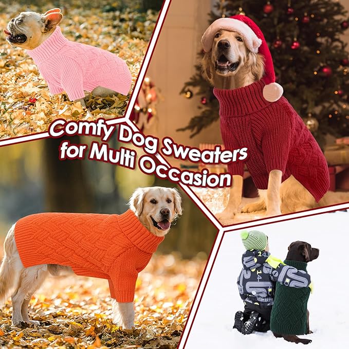 AOFITEE Dog Sweater, Warm Dog Sweaters for Large Dogs, Soft Dogs Christmas Sweater, Turtleneck Girl Pet Pullover, French Bulldog Sweaters, Female Pet Sweatshirt Knitwear for Winter Fall (Red Large)