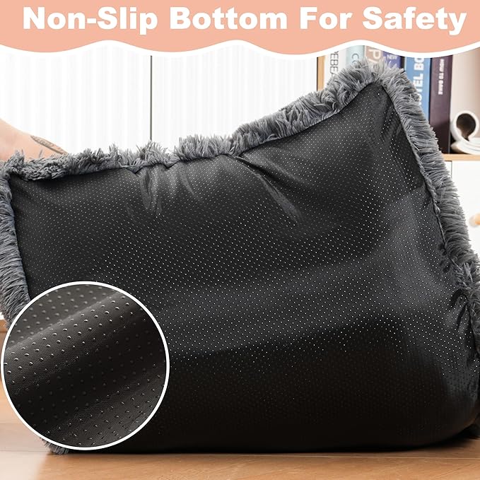 Bedfolks Waterproof Dog Crate Bed,Plush Dog Crate Pad with Removable Cover,Faux Fur Dog Bed for Medium Dogs,Fluffy Washable Dog Kennel Bed 29"x21",Solid Dark Grey
