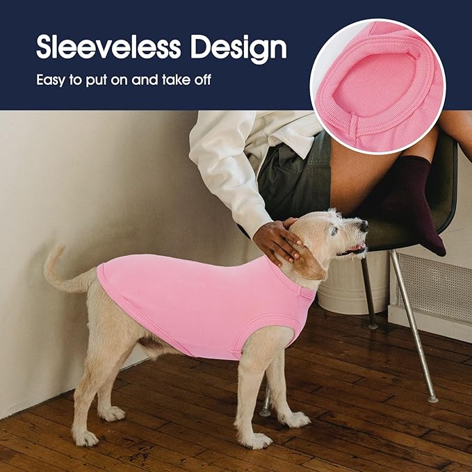 IECOii 2 Pack Dog Tee Shirts for Large Dogs,Breathable & Lightweight T-Shirts for Hot Weather,Soft Stretchy for Active Dogs - Non-Restrictive for Running & Play,Summer Outdoor Wear,Pink+Stripes,2XL