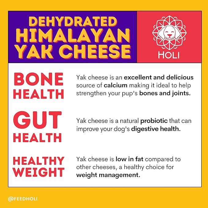 HOLI Dehydrated Himalayan Yak Cheese Dog Food Topper - All Natural Dog Food Flavor Enhancer - 6oz
