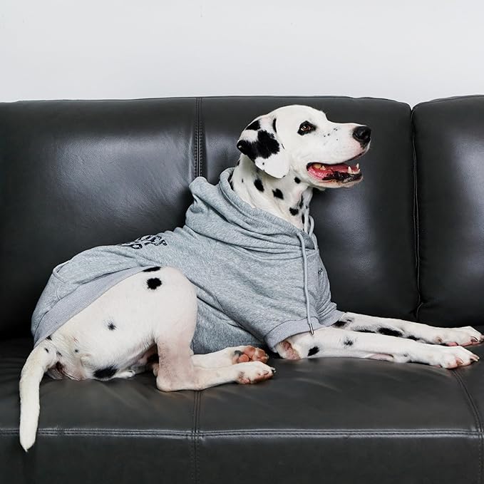 Tuff Pupper Dog Hoodie | Premium Quality 100% Organic Cotton | Ultra Soft Interior for Superior Comfort | Elastic Cuffs & Drawstring for Warmth | Stretch Fit Suitable for All Breeds (Gray, XL)