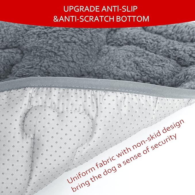 Dog Bed Crate Mat(30" X 19") 2 Pack, Soft Plush Dog Bed Pad Machine Washable Crate Pad, Grey