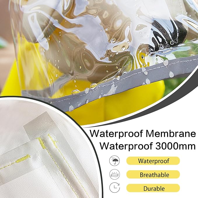 Dog Raincoat Waterproof, Adjustable Reflective Hooded Dog Rain Poncho with Leash Hole for Small Medium Large Dogs (Yellow, Large)