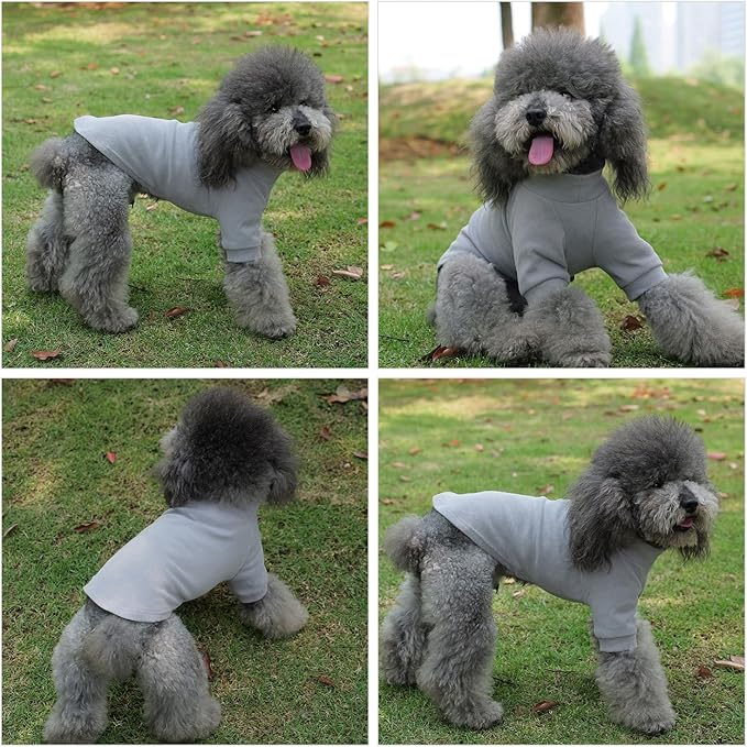 Lovelonglong Ribbed Dog T-Shirt Cotton Knitted Dog Sweaters for All Season Pet T-Shirts for Large Medium Small Dogs Dark Gray XS