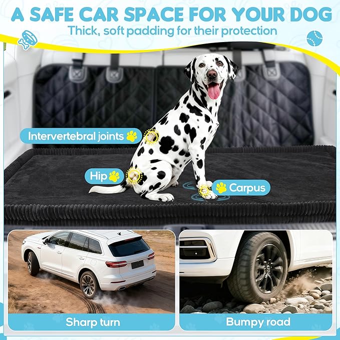 Loiion Dog Car Bed, Non-Slip Backseat Extender Pet Mat, Removable Washable Dog Bed for SUVs, Sedans & Trucks, Anti-Slip Travel Bed for Dogs, Easy Clean & Scratch-Proof & Comfort (50"x24.6")