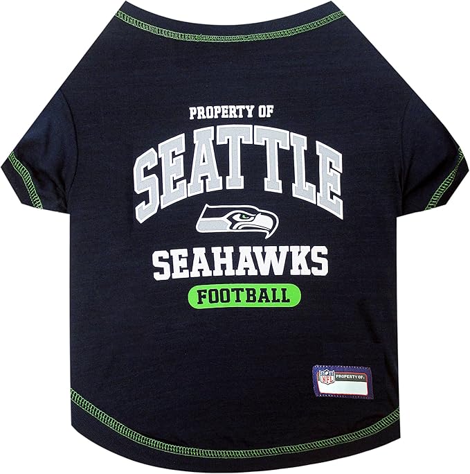 NFL Seattle Seahawks Dog T-shirt X-Small. - Licensed Shirt for Pets Team Colored with Team Logos- Premium Stretchable Materials for the comfort of your Dog & Cat