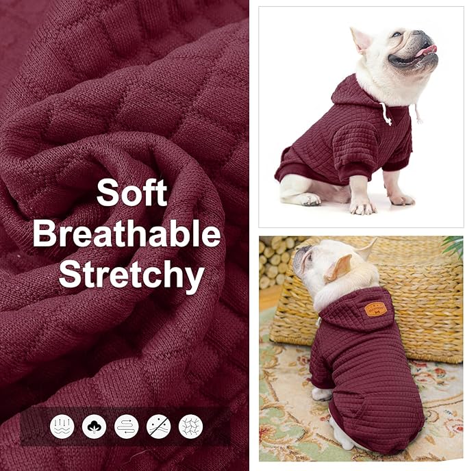 BEAUTYZOO Dog Hoodie for Small Medium Large Dogs, Winter Fall Warm Dog Clothes for Puppy S M Sized Dogs Girl Boy, Dog Sweater Shirt Hoodies with Pocket Bulldog Pitbull Cat Clothing Coat£¬Wine Red ML