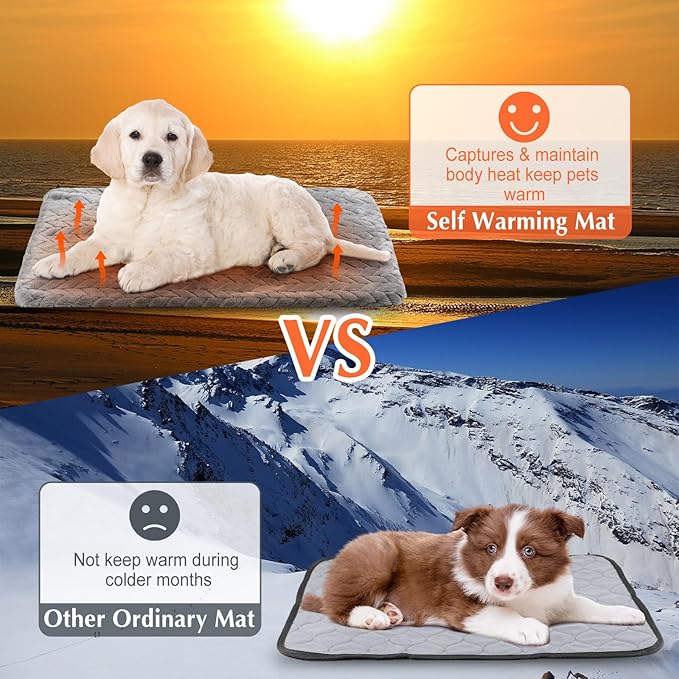4 Pack Self Heating Cat Pad Self Warming Cat Bed Non Slip Warm Dog Pad Mat Washable Pet Kennel Crate Bed Mat for Indoor Outdoor Pets (Gray,20 x 28 Inch)