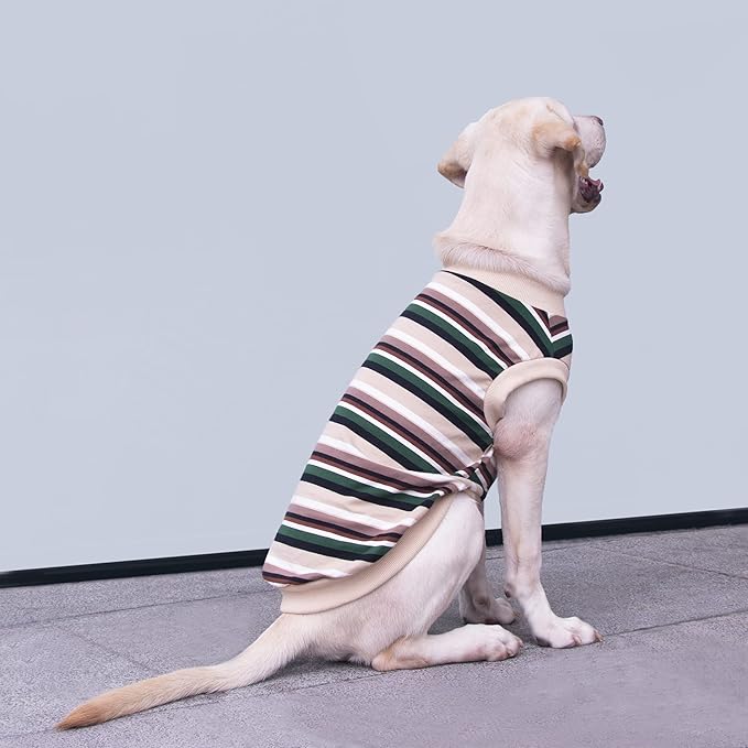 Extra Large Dog T Shirts Clothes Sleeveless Tank Top Vest for Labrador Rottweiler Great Dane, Khaki 4X-Large