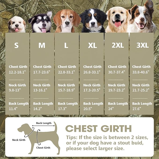 Fragralley Dog Coat Large, Waterproof Dog Jacket with Warm Fleece Lining, Adjustable Reflective Dogs Winter Coat, Turtleneck Pet Coats for Cold Weather (Reed Camouflage XXXL)