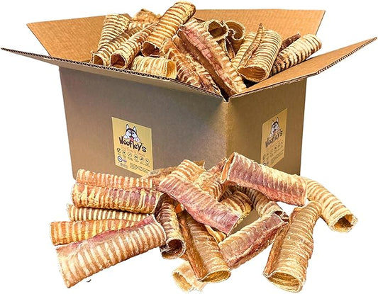 Woofley's Beef Trachea - (6 Inch 100 Pack) - Trachea Treats for Dogs - Natural Source of Glucosamine and Chondrotin for Joint Health - 100% Natural Beef Windpipe for Dogs