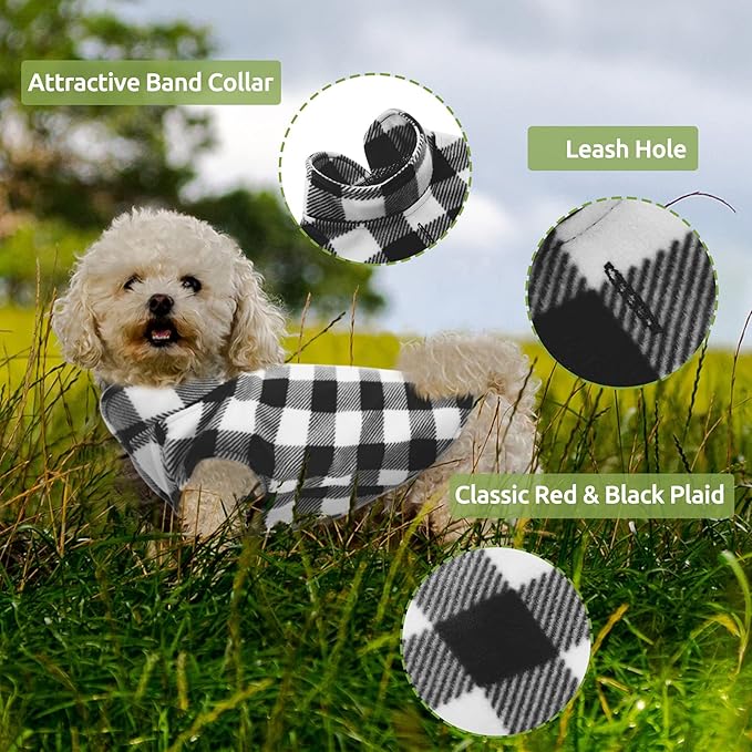 Kama Bridal Dog Spring Autumn Winter Coat Pullover Fleece Vest for Cats & Dogs - Thin Sweater, Black & White Plaid (Black, M)