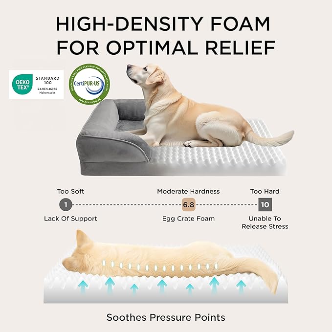 Bedsure XL Plus Orthopedic Dog Bed for Extra Large Dogs - Washable XLarge Dog Cat Bed Waterproof, Comfort Dogs Couch Sofa with Washable Removable Cover, Pet Bed with Nonskid Bottom, Grey, 48"