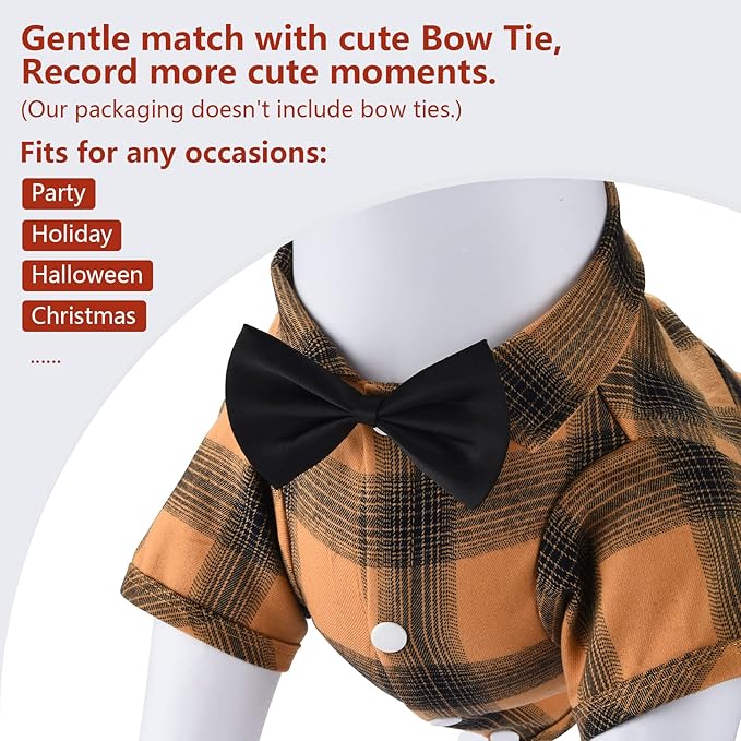 Koneseve Dog Shirt Plaid Dog Clothes for Small Dogs Boy Girl Cat Clothes Soft Puppy Outfit Adorable Pet T-Shirts Kitten Grid Costume Apparel Thanksgiving Christmas Clothing (Yellow; L/Large)