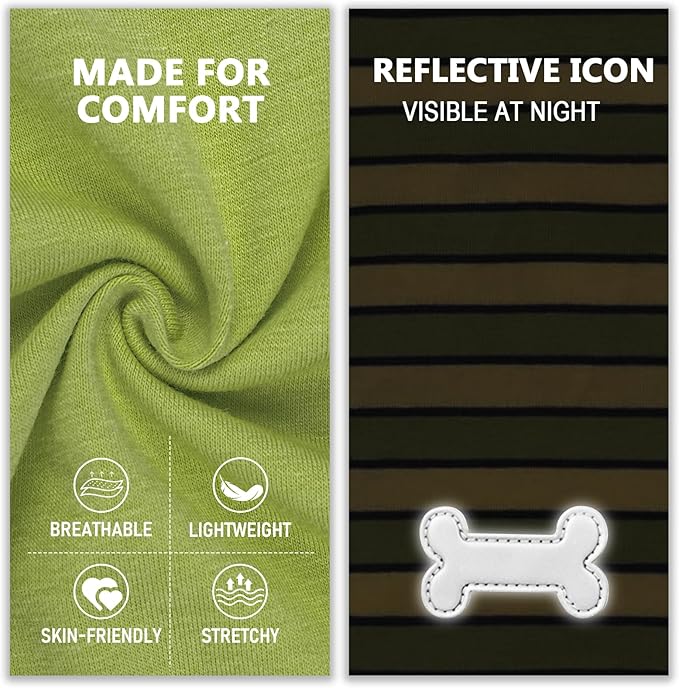 KYEESE 2Pack Dog Shirts Striped T Shirt Soft Tee for Small Dogs Cotton Tank Top Lightweight Sleeveless Vest Dog Clothes, Small,Green+Striped