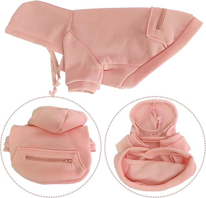 Jecikelon Pet Dog Cold Weather Coat with Pocket Winter Dog Hoodie Warm Puppy Clothes for Small Dogs Chihuahua Clothing (Pink, Large)
