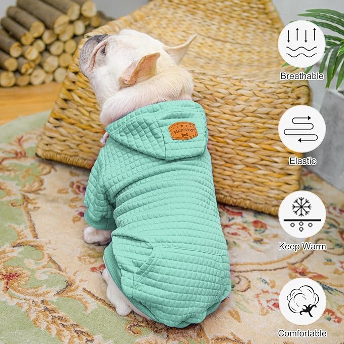BEAUTYZOO Dog Sweaters for Large Dogs Girls Boys, Warm Winter Dog Hoodie Sweatshirt with Pocket & Leash Hole,Soft Waffle-Like Laminated Cotton Pet Clothes for Big Breeds Indoor Outdoor Cold Weather