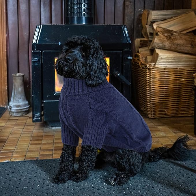 Queenmore Dog Sweater for Large Size Pet,Pitbull Dog Sweater,XXL Doggy Sweater for Labrador Retriever,Cold Weather Warm Knitted Pet Sweatershirt for Boy Girl Dogs (Dark Navy,2XL)