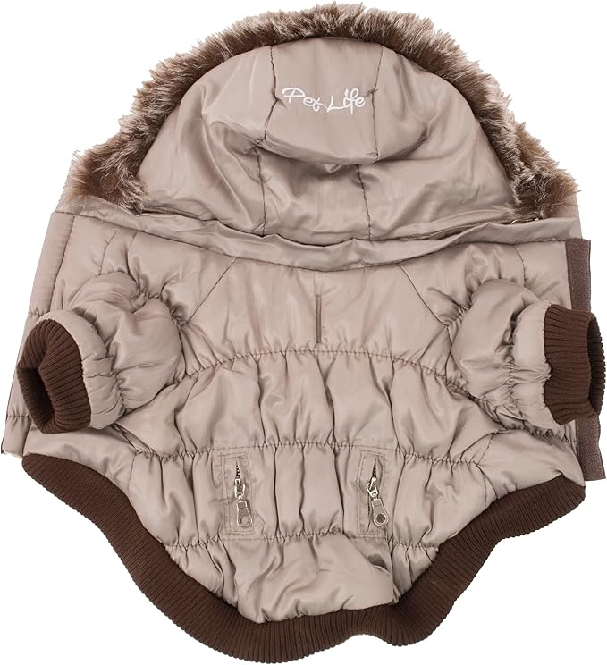 PET LIFE Classic Metallic Fashion Pet Dog Coat Jacket Parka w/ 3M Insulation and Removable Hood, X-Large, Metallic Grey