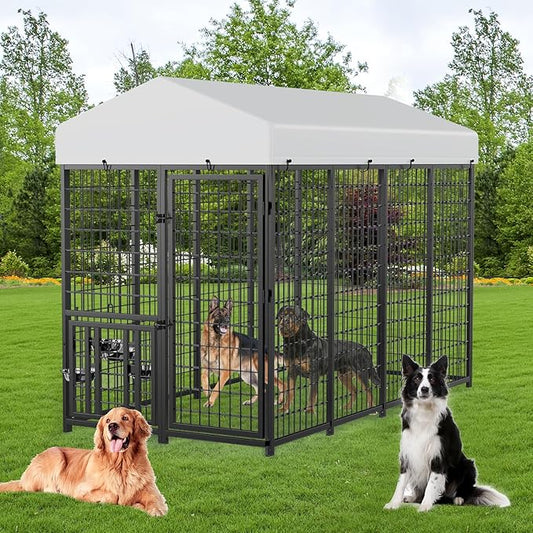 ROOMTEC Large Dog Kennel Outdoor Pet Pens Dogs Run (8 x 4 x5.6-ft)