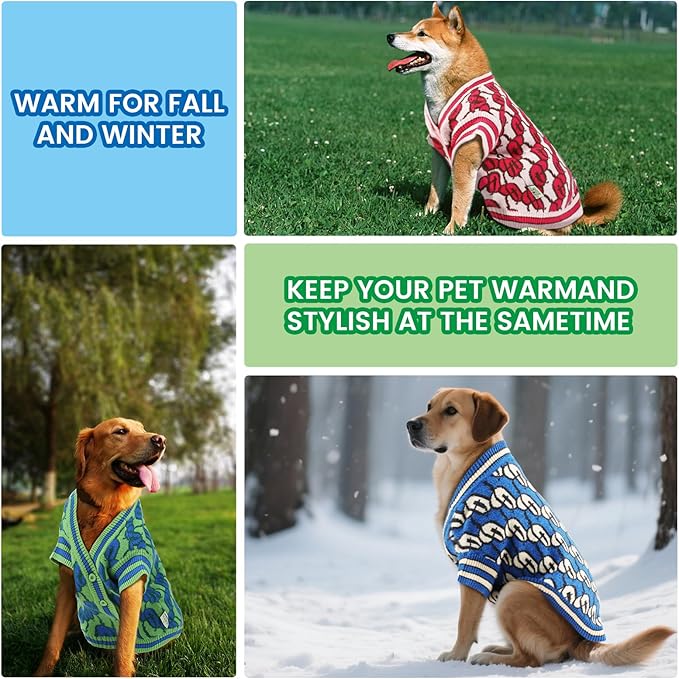 Pet Sweaters for Dogs Boys and Girls, Dynamic Letter Patterned Dog Sweater,Dog Cardigan,Pet Clothes,Pet Knitted Clothing,Fit for Different Seasons and Kinds of Dogs (Blue XS)