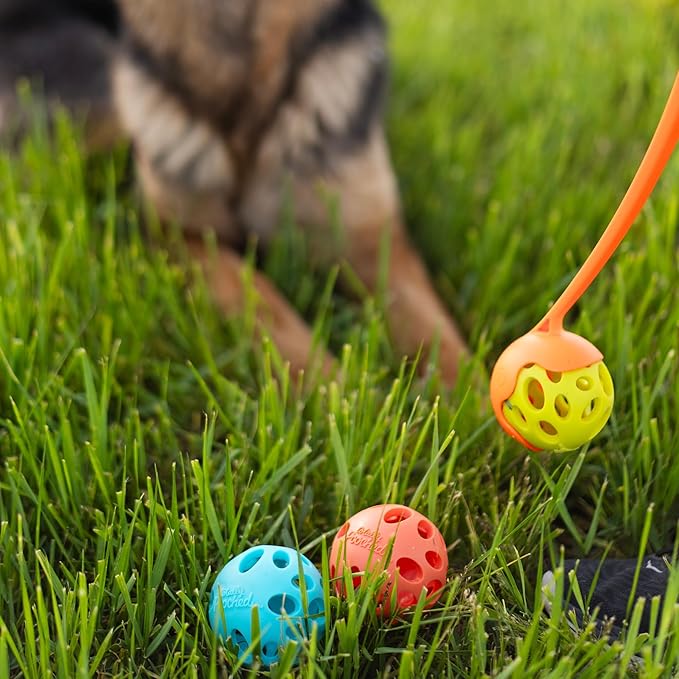 Messy Mutts Totally Pooched Huff'n Puff Toys | TPR Puzzle Toys for Dogs | 2-in-1 Durable Interactive Toy and Tooth Cleaner (Assorted, 3-Piece)