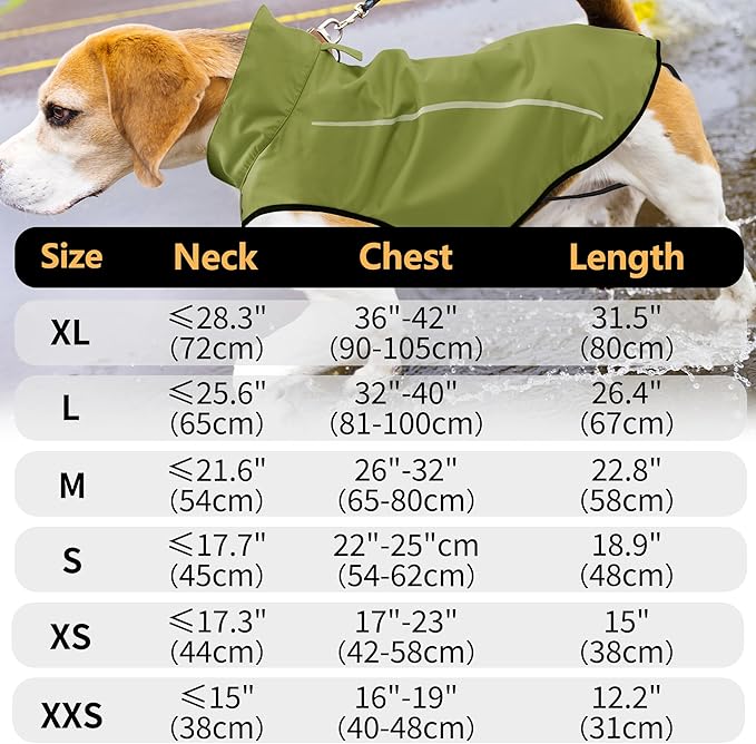 Mile High Life Dog Raincoat, Adjustable Waterproof Reflective Rain Jacket for Small Medium Large Dogs, Lightweight Breathable Pet Rain Coat with Leash Hole(Lime Yellow,S Chest 22-25")