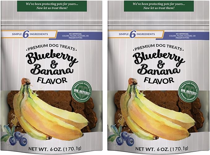 Dig Defence Premium Dog Treats - Blueberry and Banana, Natural Ingredients, Baked Gourmet Snacks for Small & Big Dogs, Healthy Training Treat, 2 Pack
