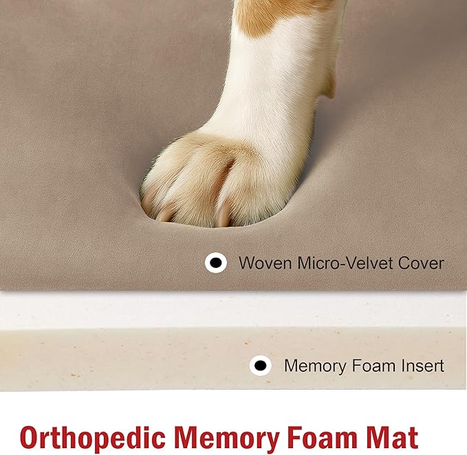 Majestic Pet Orthopedic Memory Foam Dog Crate Mat - Plush Pet Bed Pad for Crates & Kennels | USA Crafted | 36"x23" Villa Pearl