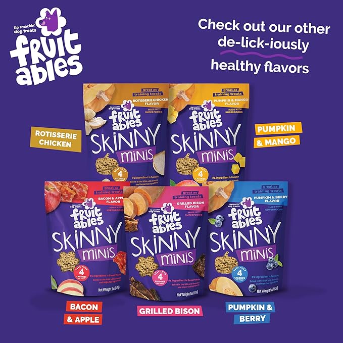 Fruitables Skinny Minis Dog Treats, Healthy Pumpkin Treat for Dogs, Low Calorie & Delicious, Puppy Training, No Wheat, Corn or Soy, Made in the USA, Rotisserie Chicken Flavor, 5oz