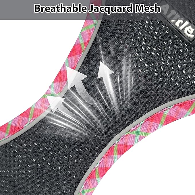 AIITLE Escape-Proof Dog Harness - Extra Soft Jacquard Fabric with Moisture-Wicking Lining, Adjustable Fit for Boston Terrier, Pekingese - Running, Playdates, Outdoor Adventures (Black, L)