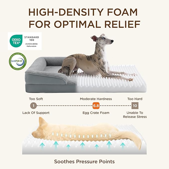 Bedsure Self Warming Orthopedic Dog Beds Large Sized Dog - Washable Large Dogs Bed Waterproof, Big Comfort Dogs Couch Sofa with Removable Cover, Supportive Foam Pet Bed with Nonskid Bottom, Brown