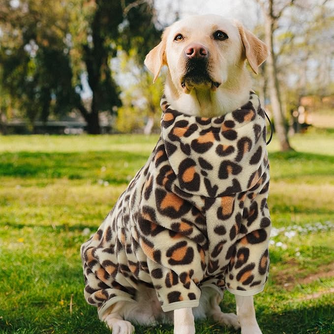 ROZKITCH Dog Pajamas Fleece, Pet Windproof Warm Cold Weather Jacket Vest with Luminous Zipper, Jumpsuit Apparel Outfit Clothes for Small Medium Large Dog Brown M