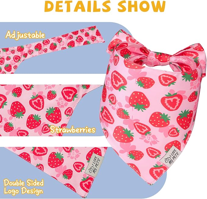 SCENEREAL Summer Dog Bandana, Double Side Dog Scarf for Small Medium Large Dogs Cats Puppy,Holiday Bandanas for Dogs Boys Girls, Premium & Soft Fabric Pet Accessories for Birthday Party Days, (Size L)