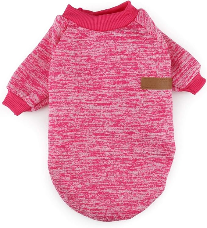 Idepet Pet Dog Classic Knitwear Sweater,Soft Fleece Coat for Small,Medium Dog,Warm Pet Dog Cat Clothes,Soft Puppy Customes (M, Rosered)