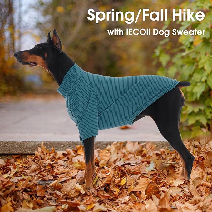 IECOii 2 Pack XL Dog Fleece Sweater for Medium Dogs, Warm Dog Turtleneck with Stretch for Beagle, Cozy Fall Winter Pullover Dogs Sweatshirt with Sleeve, Indoor & Outdoor Sweaters for Walking, XL
