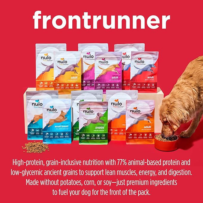 Nulo Frontrunner Ancient Grains High-Protein Dog Food, Beef, Barley, & Lamb Recipe- Natural Dry Dog Food with Probiotics, Grain-Inclusive Kibble for Adult Dogs, 5 lb Bag