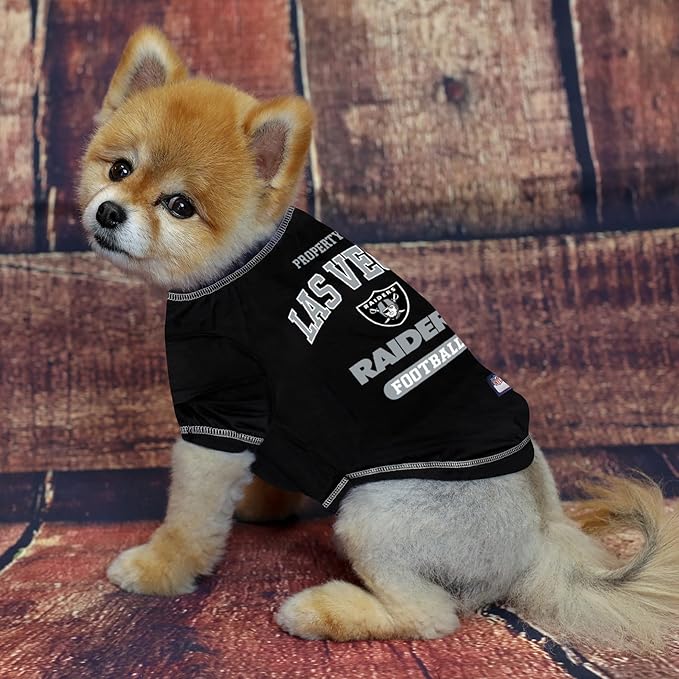 NFL Raiders Dog T-shirt X-Small. - Licensed Shirt for Pets Team Colored with Team Logos- Premium Stretchable Materials for the comfort of your Dog & Cat
