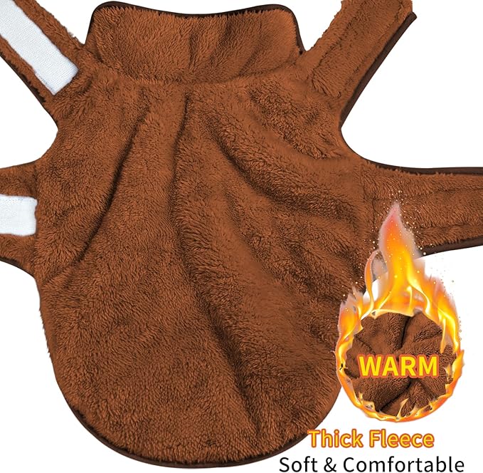 Malier Dog Winter Coat, Reversible Fleece Dog Cold Weather Coats, Windproof Warm Snow Puppy Jacket Vest Pet Clothes for Small Medium Large Dogs (Brown, Small)