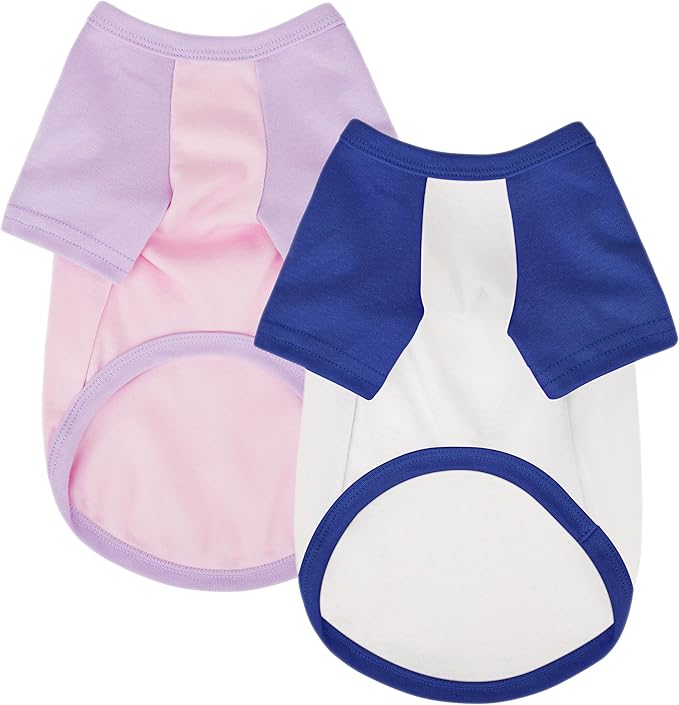 Stylish 2PCS Color Block Dog Shirt: Premium Polycotton Blend, Comfortable, Breathable, and Wrinkle-Resistant. Perfect Apparel for Small, Medium, & Large Dogs, a Must-Have for Pet Lovers S