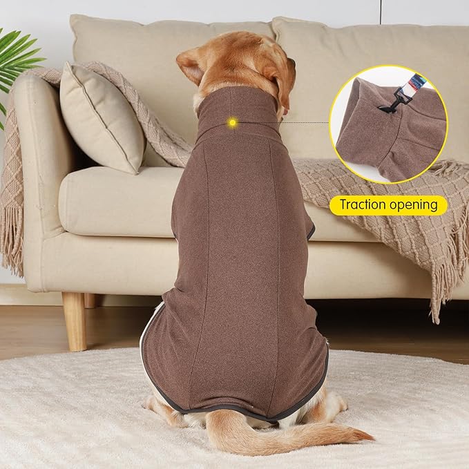 Dog Sweater Pullover Cold Weather Vest for Dogs Dog Sweatshirt & Jacket for Indoor and Outdoor Use (Large, Brown)