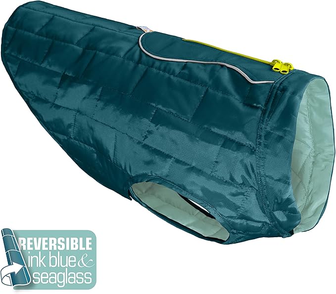 Kurgo Loft Dog Jacket - Reversible Cozy Coat for Outdoor Adventures - Water Resistant - Athletic Fit - Machine Washable Fabric - Reflective Dog Gear - X-Small - Ink Blue