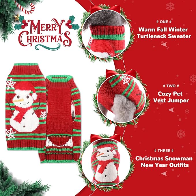 PETCARE Red Snowman Dog Sweater Christmas Dog Sweaters Vest Ugly Snow Xmas Puppy Costume Pet Holiday New Year Fall Winter Clothes for Small Medium Large Dogs Cats Pullover Sweaters Outfits,Small
