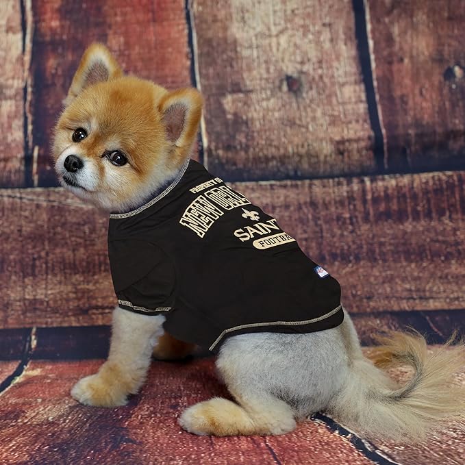 NFL New Orleans Saints Dog T-shirt Large. - Licensed Shirt for Pets Team Colored with Team Logos- Premium Stretchable Materials for the comfort of your Dog & Cat