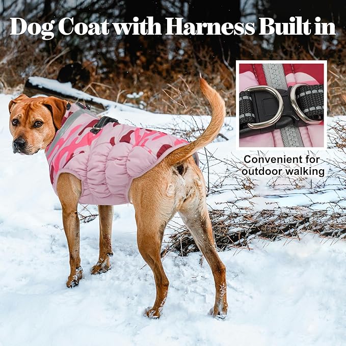Lelepet Warm Dog Winter Coat Dog Coats for Extra Large Dogs Waterproof Dogs Jacket with Harness Built in Reflective Cold Weather Coats Windproof Zip-Up Winter Fleece Vest Snowsuit Great Dane 3XL