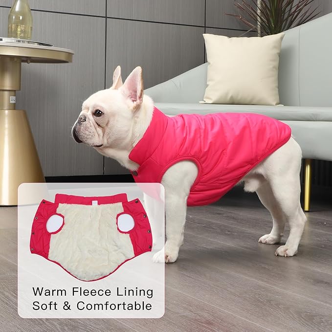 2 Layers Fleece Lined Warm Dog Jacket for Winter Cold Weather,Soft Windproof Large Dog Coat,Pink XXXL