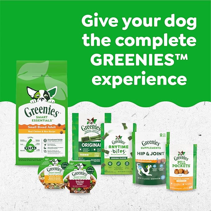 Greenies Teenie Dental Dog Treats 3-Flavor Variety Pack, (3) 12 oz. Pouches, 129 Total Treats