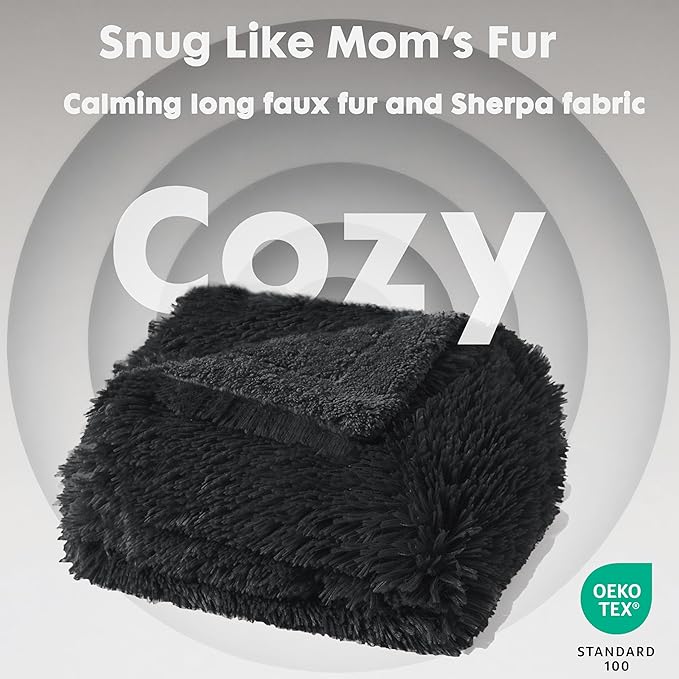 gogobunny Waterproof Dog Blanket for Large Dogs, Cats, Puppy, Reversible Faux Fur Pet Throw Blanket, Washable, Calming Furniture Protection for Sofa Bed (40x50 Inch (Pack of 1), Black)