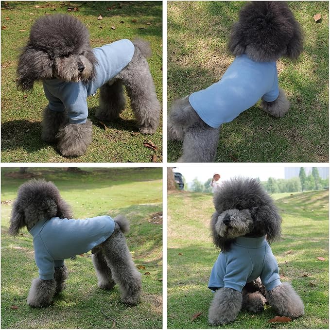 Lovelonglong Ribbed Dog T-Shirt Cotton Knitted Dog Sweaters for All Season Pet T-Shirts for Large Medium Small Dogs Grayish Blue 3XL